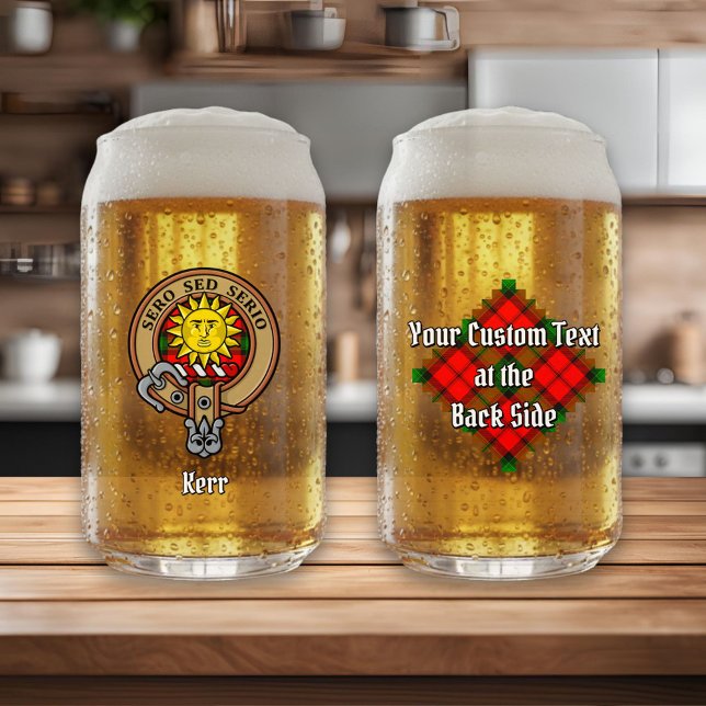 Clan Kerr Crest over Tartan Can Glass (Creator Uploaded)