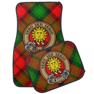 Clan Kerr Crest over Tartan Car Floor Mat