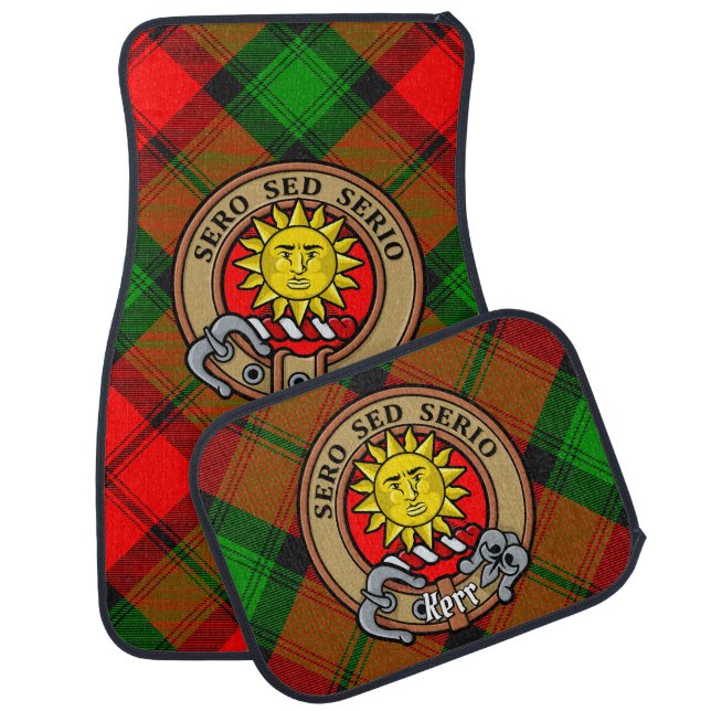 Clan Kerr Crest over Tartan Car Floor Mat (Set)