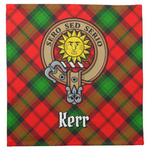 Clan Kerr Crest over Tartan Cloth Napkin