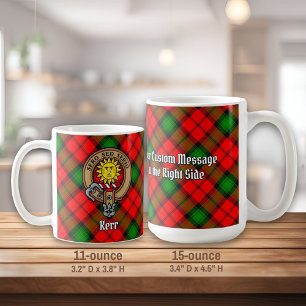 Clan Kerr Crest over Tartan Coffee Mug