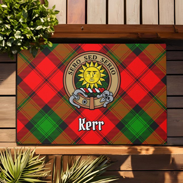 Clan Kerr Crest over Tartan Doormat (Creator Uploaded)