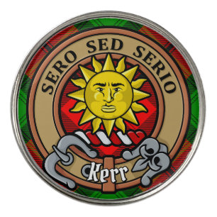 Clan Kerr Crest over Tartan Golf Ball Marker