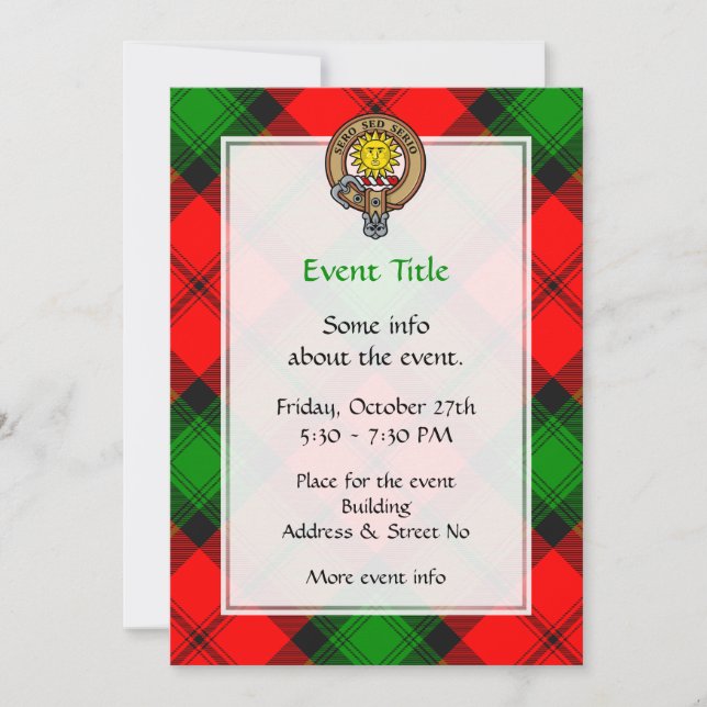 Clan Kerr Crest over Tartan Invitation (Front)