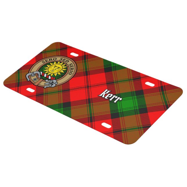 Clan Kerr Crest over Tartan License Plate (Side)