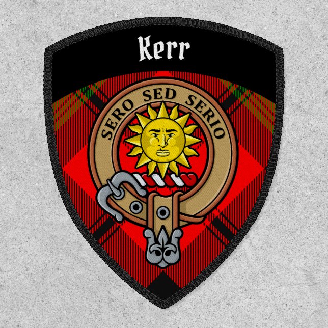 Clan Kerr Crest over Tartan Patch (Front)
