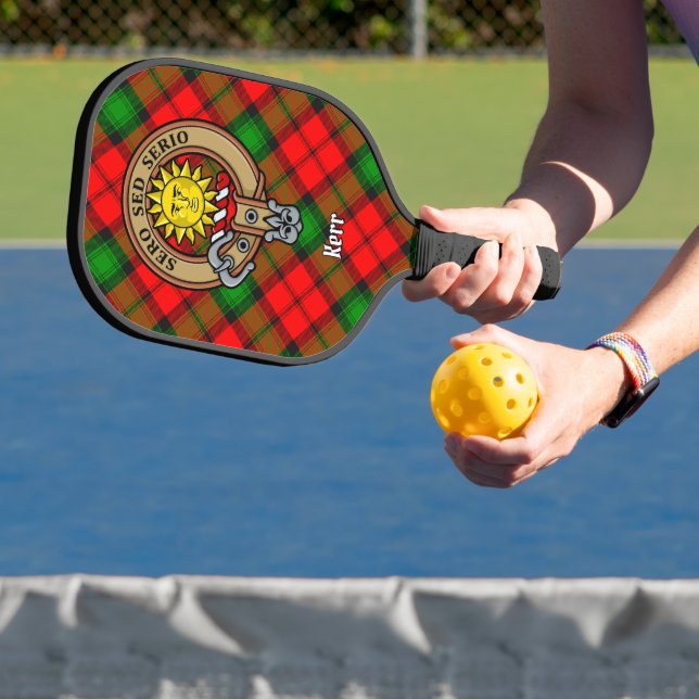 Clan Kerr Crest over Tartan Pickleball Paddle (Insitu)