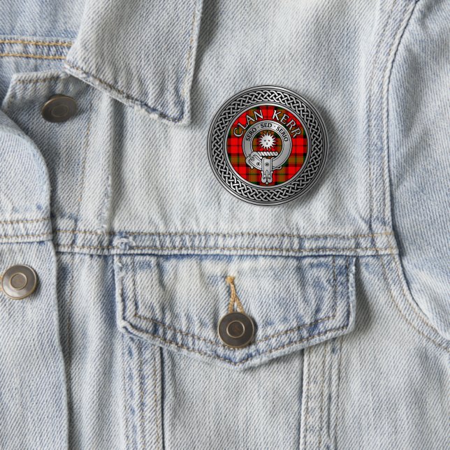 Clan Kerr Crest & Tartan Knot Button (In Situ)