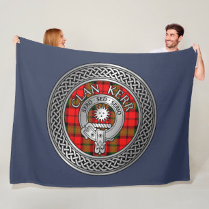 Clan Kerr Crest & Tartan Knot Fleece Blanket