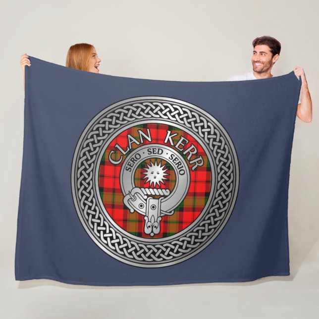 Clan Kerr Crest & Tartan Knot Fleece Blanket (In Situ)