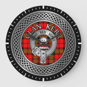 Clan Kerr Crest & Tartan Knot Large Clock