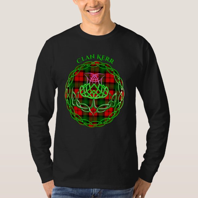Clan Kerr Scottish Tartan Celtic Thistle T-Shirt (Front)