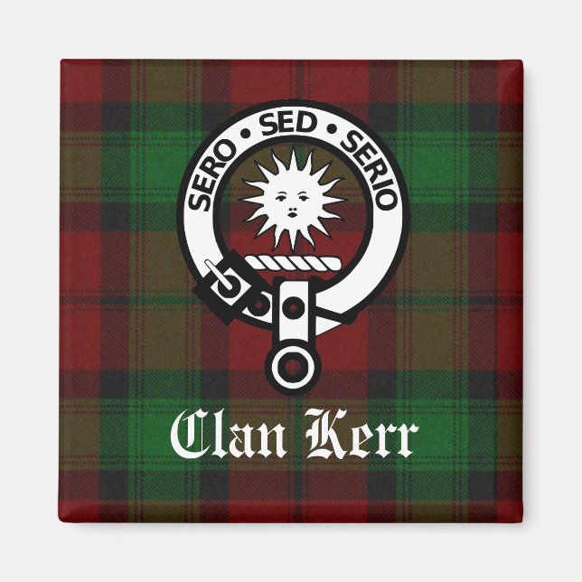 Clan Kerr Tartan and Crest Badge Magnet (Front)