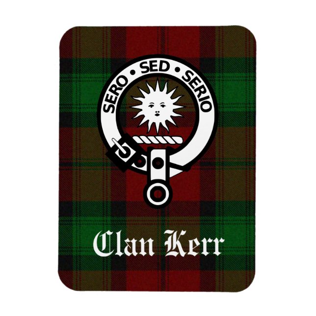 Clan Kerr Tartan and Crest Badge Magnet (Vertical)