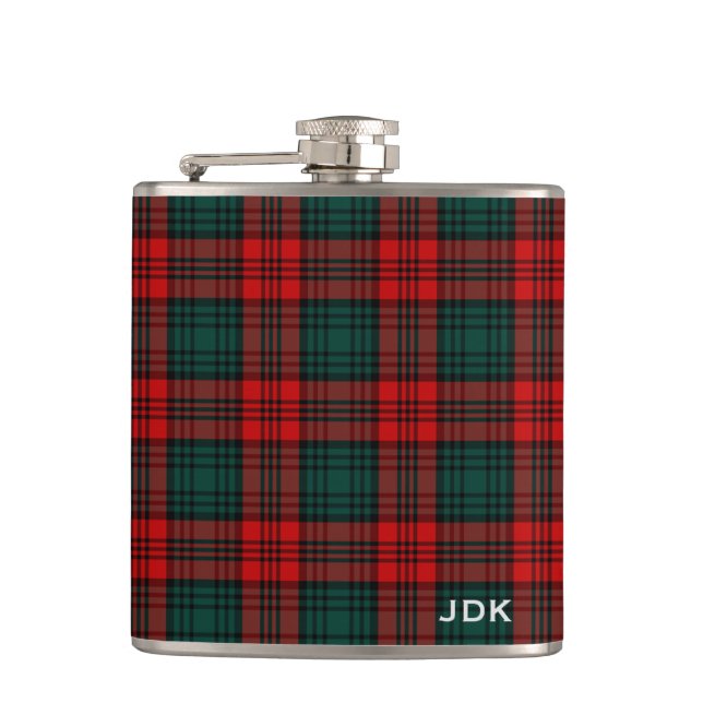 Clan Kerr Tartan Monogrammed Flask (Front)