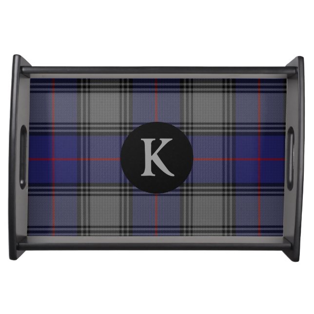 Clan Kinnaird Tartan Plaid Monogram Serving Tray (Front)