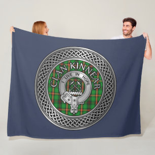 Clan Kinnear Crest & Tartan Knot Fleece Blanket