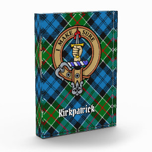 Clan Kirkpatrick Crest over Tartan Acrylic Award
