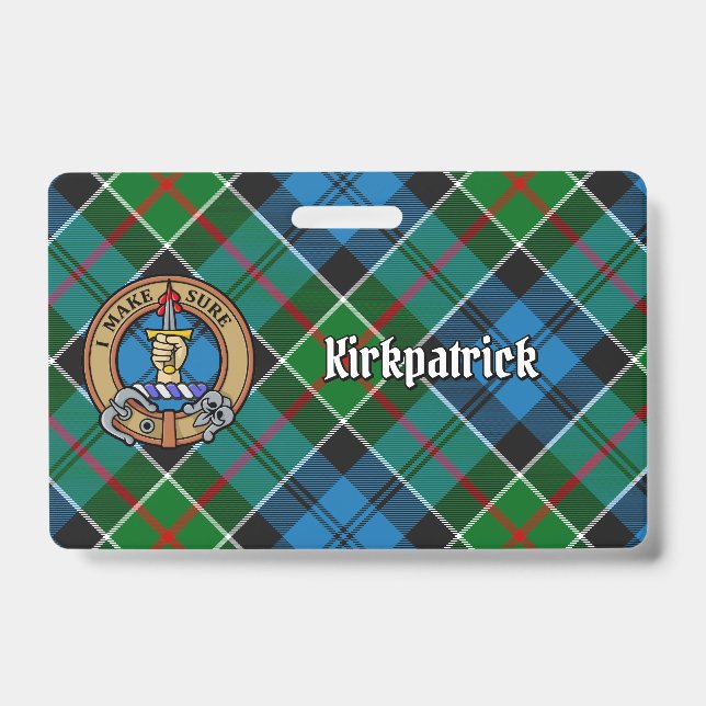 Clan Kirkpatrick Crest over Tartan Badge (Front)