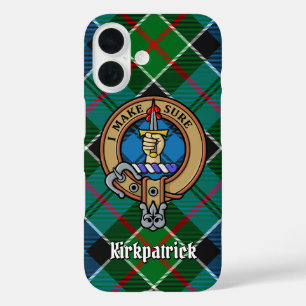 Clan Kirkpatrick Crest over Tartan iPhone 16 Case