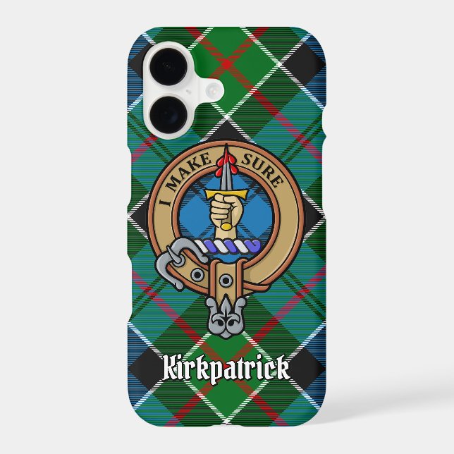 Clan Kirkpatrick Crest over Tartan Case-Mate iPhone Case (Back)