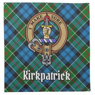 Clan Kirkpatrick Crest over Tartan Cloth Napkin
