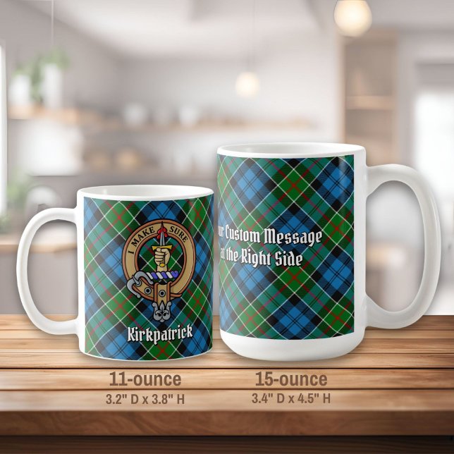 Clan Kirkpatrick Crest over Tartan Coffee Mug (Creator Uploaded)