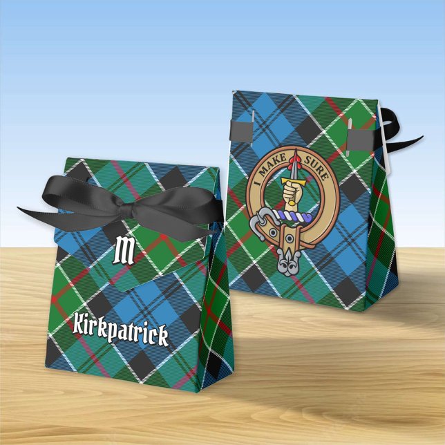 Clan Kirkpatrick Crest over Tartan Favor Boxes (Creator Uploaded)