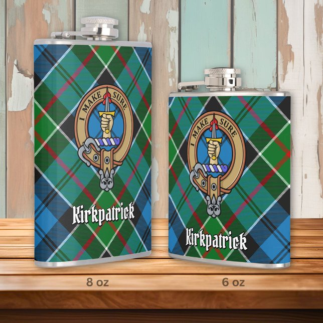 Clan Kirkpatrick Crest over Tartan Flask (Creator Uploaded)