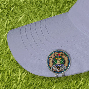 Clan Kirkpatrick Crest over Tartan Golf Hat Clip