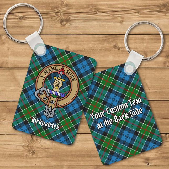 Clan Kirkpatrick Crest over Tartan Keychain (Creator Uploaded)