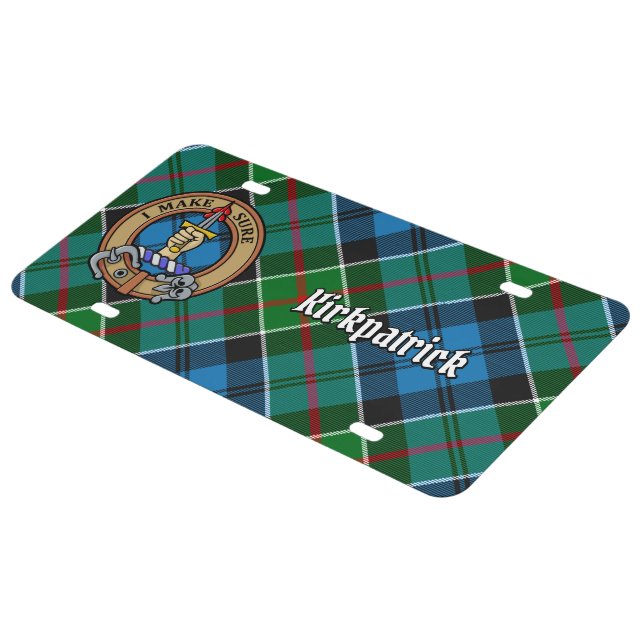 Clan Kirkpatrick Crest over Tartan License Plate (Side)