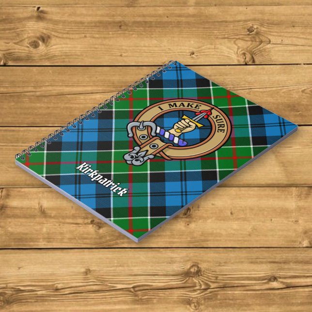 Clan Kirkpatrick Crest over Tartan Notebook (Creator Uploaded)