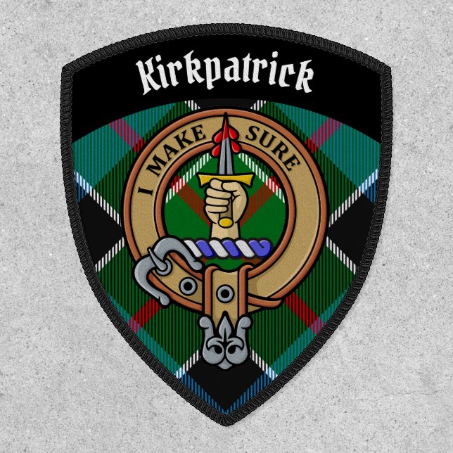 Clan Kirkpatrick Crest over Tartan Patch (Front)