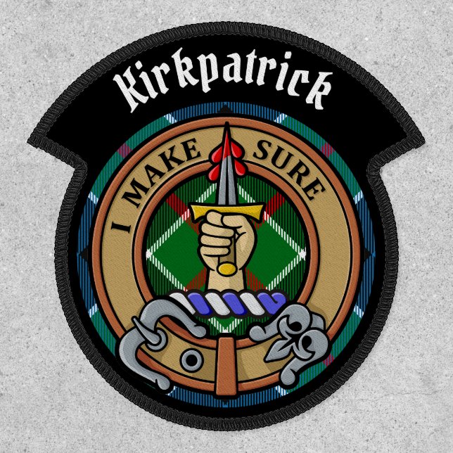 Clan Kirkpatrick Crest over Tartan Patch (Front)