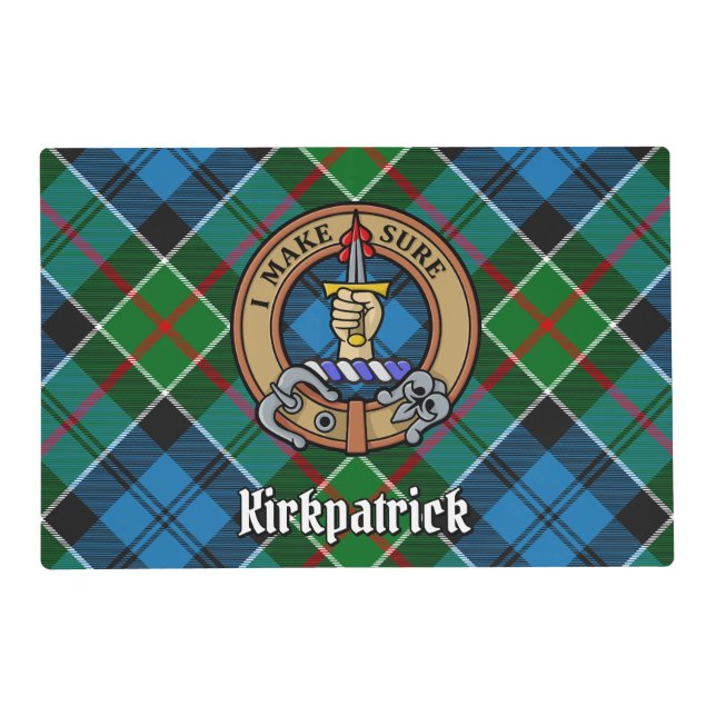 Clan Kirkpatrick Crest over Tartan Placemat (Front)