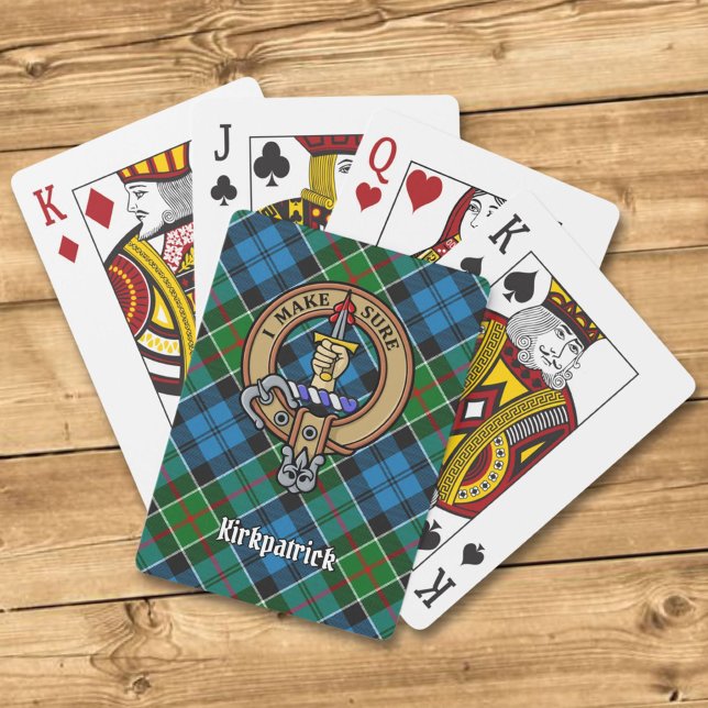 Clan Kirkpatrick Crest over Tartan Poker Cards (Creator Uploaded)