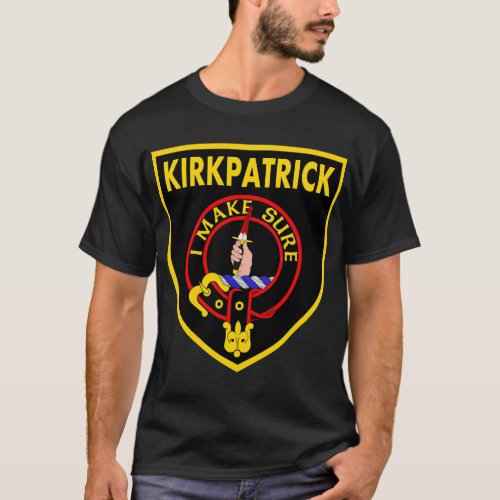 Clan Kirkpatrick LARGE logo on black T_shirt