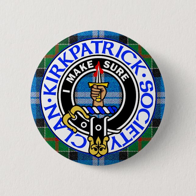 Clan Kirkpatrick Society tartan badge  Button (Front)