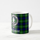 Clan Lamont Crest Badge and Tartan Coffee Mug (Front Right)