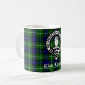 Clan Lamont Crest Badge and Tartan Coffee Mug (Front Left)