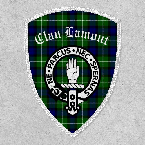 Clan Lamont Crest Badge and Tartan Iron On Patch