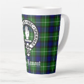 Clan Lamont Crest Badge and Tartan Latte Mug (Right Angle)