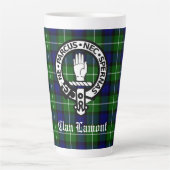 Clan Lamont Crest Badge and Tartan Latte Mug (Front)