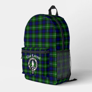 Clan Lamont Crest Badge and Tartan  Printed Backpack