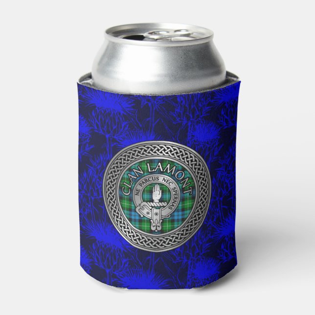 Clan Lamont Crest & Tartan Knot Can Cooler (Can Front)