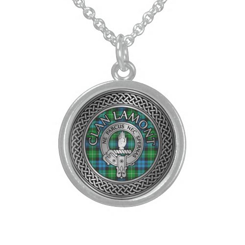 Clan Lamont Crest  Tartan Knot Sterling Silver Necklace