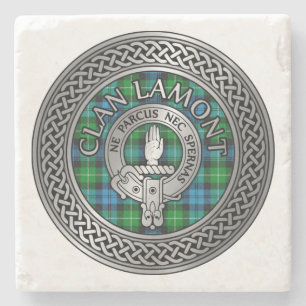 Clan Lamont Crest & Tartan Knot Stone Coaster