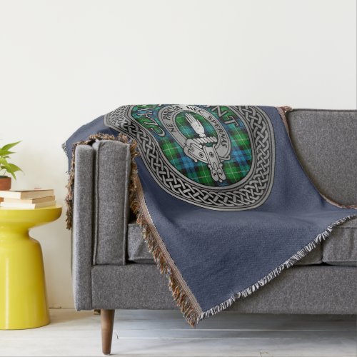 Clan Lamont Crest  Tartan Knot Throw Blanket