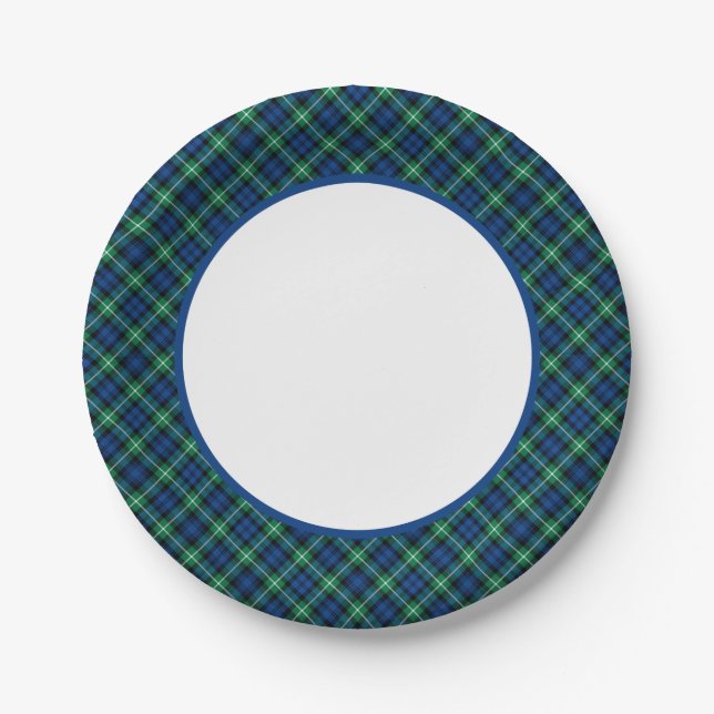 Clan Lamont Tartan Border Paper Plates (Front)